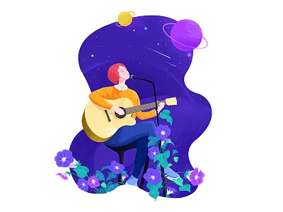 Singer 2d girl illustration singer texture