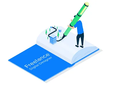 Digital Designer illustration (Personal Branding) branding colour freelance illustration isometric illustration journey scale self promotion ui design
