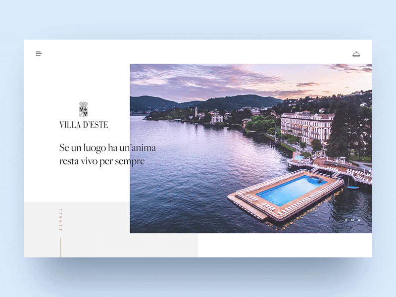 Villa d'Este (landing page) animation hotel italy lake landing page luxury villa deste villas website