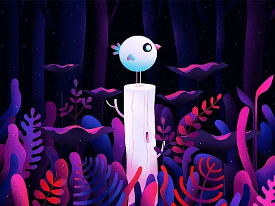 i For ink-wood bird forest i illustration inkwood night typography
