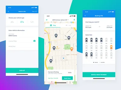 Parking App Concept booking car concept iphonex list view map parking product time ui ux vehicle