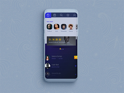 Social Feed android app celebrity events feed ink ios mockup purple social star yellow