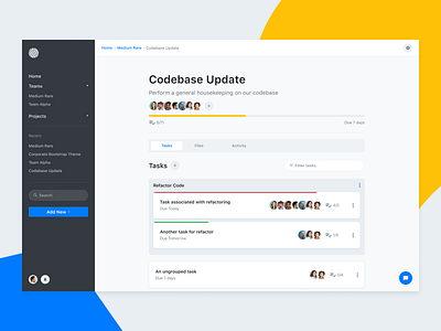 Project Management App collaboration management progress project sidebar task team