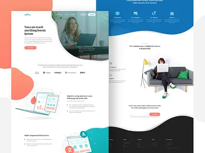 E-school landing page e learning e school education flat landing page ui user experience ux web website