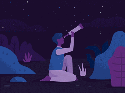 Space Boy 2d animation cosmos flat gif illustration man motion planet plants space stars