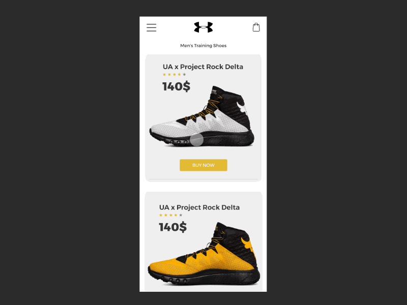 Under Armour Shop Concept armour ecommerce mobile shoes shop under