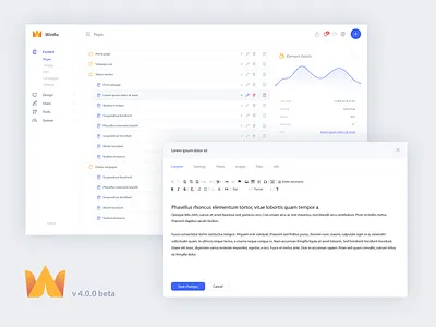 Windu CMS 4.0.0 beta! admin dashboard design panel ui ux we webdesign