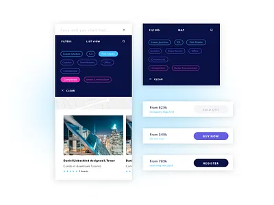 Mobile First Real Estate Components bright map minimal mobile first real estate search ui ux