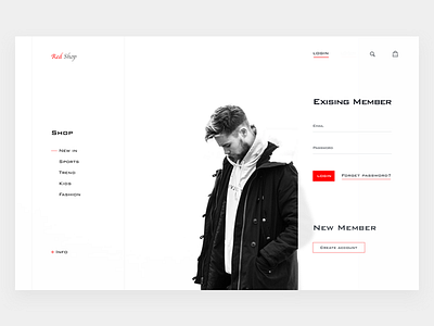 RedShop Login (Concept) concept dribbble ecommerce first invite login minimal shop ui web