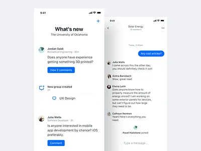 Home + Group Messages card chat create feed home icon input menu messages mobile new profile