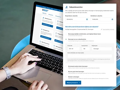 Mijn Omgeving DvhN - Vakantieservice blue dashboard design dvhn form laptop mockup ndc ndc media newspaper overview webdesign