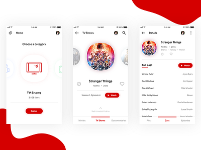 Streaming app application flat minimal mobile streaming tv ui user experience user interface ux