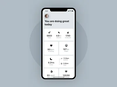 Health App - Sherbit analyse data farhan health iphonex number stats ui