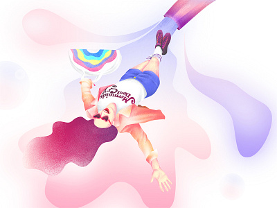 Beer girl foam rainbow pink gradient color skin texture violet