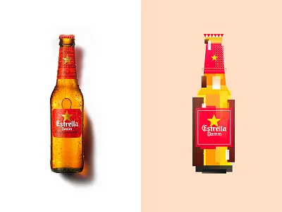 IcoBeer - Estrella Damm beer bottle geometry illustration poster print vector