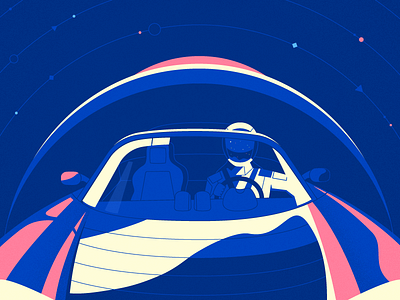 SpaceX Dude astronaut car colours driver flat front nasa night space spacex stars tesla
