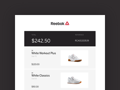 #017 Email Receipt 017 100 days of ui email receipt reebok ui