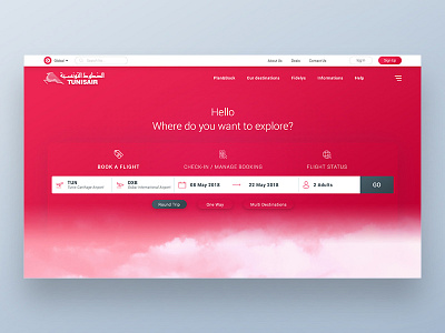 Tunisair Airlines Web Site Concept airlines airplane airways booking flight landing search tunisair ui ui design ux web design
