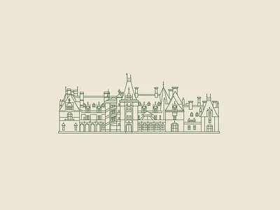 Biltmore Estate Custom Icon Design biltmore biltmore estate building icon iconography illustration landmark map map design ux vector