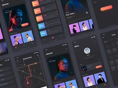 Reservation and haircut app_final animation app dark dynamic effect haircut redscarf reservation reserve ui zerry