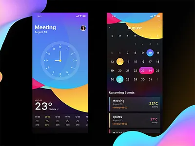 Reminding card color design ios11 iphone play remind calendar time alarm clock share style