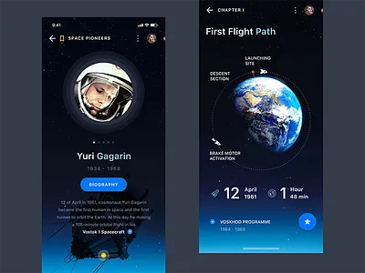 Space Pioneers application astronomy cosmos fireart gagarin iphone x mobile planet rocket space x stars