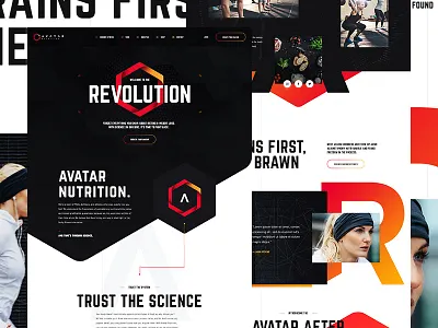 REVOLUTION dark data fitness gradient grid health nutrition revolution science sports ui ux web design