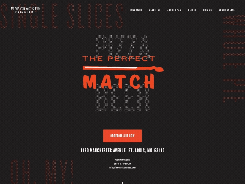 Firecracker Pizza Landing Page animation gifs squarespace website