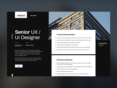 DailyUI #50: Job Listing daily ui dailyui dark job listing photography ui designer ux designer