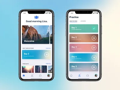 Meditation App app clean gradients ios meditation ui ux