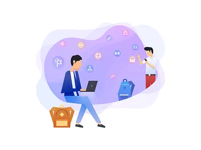 Illustration of Educational platform character education educational flat gradient icons illustration mobile platform website