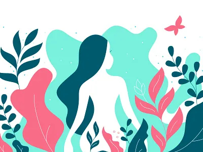 Naturaly Naked daydreaming girl human illustration leaves naked woman