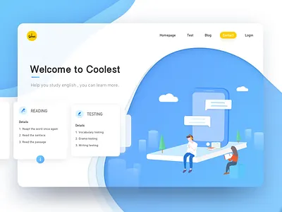 Education Web Design blue book design education english read screen test ue ui web yellow