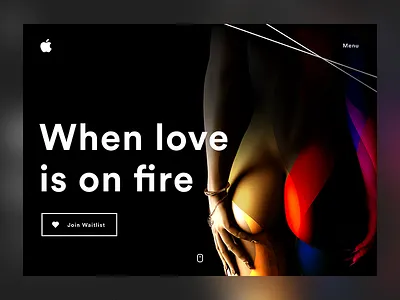 Love is on fire by Apple apple colors gradient landing page love sleek ui ux