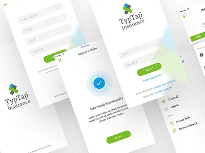 Policy Holder App app design exzeo holder insurance interfaec material mobile policy ui user ux