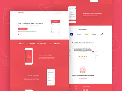 Brolly Landing Page brolly clean feature home page insurance insurtech landing page minimal ui web website