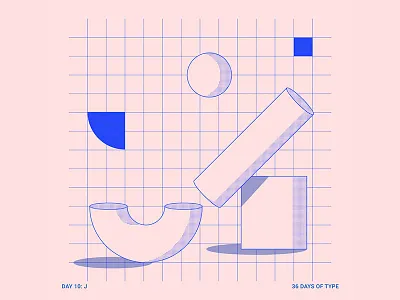 36daysoftype J blue composition illustration texture typography