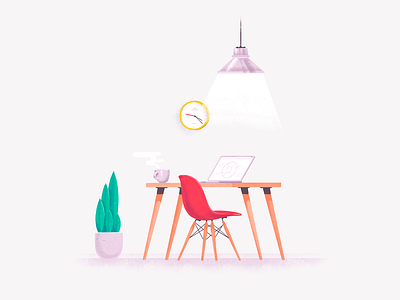 Soothing scene 420 chair dashboard design desktop eames furniture illustration light mood scene table