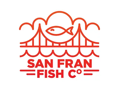 Bay Be Actin' Fishy apparel bridge california color fish illustration logo monoline san francisco trademark ui