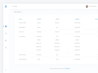 Data Table UI 2d android app branding clean dashboard design flat mobile ui ux web