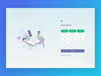 Onboarding Select Categories account categories crm css html login marketing onboarding platform signup tags web
