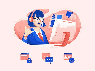 Hello there! account blocked character customer support girl illustration indonesia support