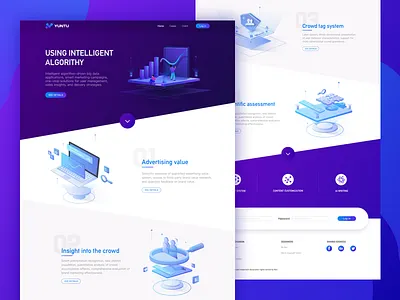 Web design blue clean data design home illustration landing page tone ui ux wesite