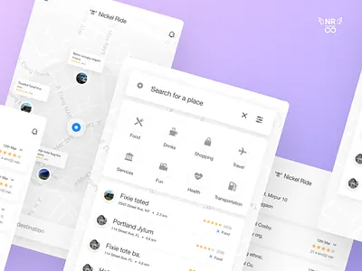 Search categories for ride sharing app | Nickel Ride animation app ui clean ui flat ui ios app map app minimal ui ride sharing ride sharing app ui ux