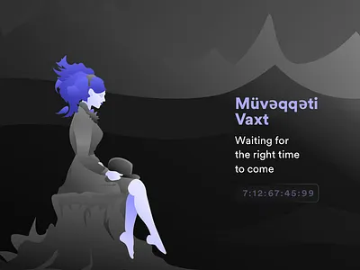 The Right Time - Illustration Storytelling creative flat girl illustration landing landscape night sitting sketch web woman