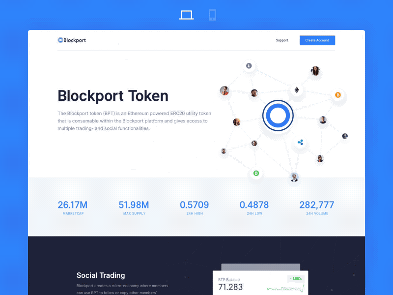 Token Responsive avatars bitcoin crypto cryptocurrency ethereum header market cap responsive stats token website