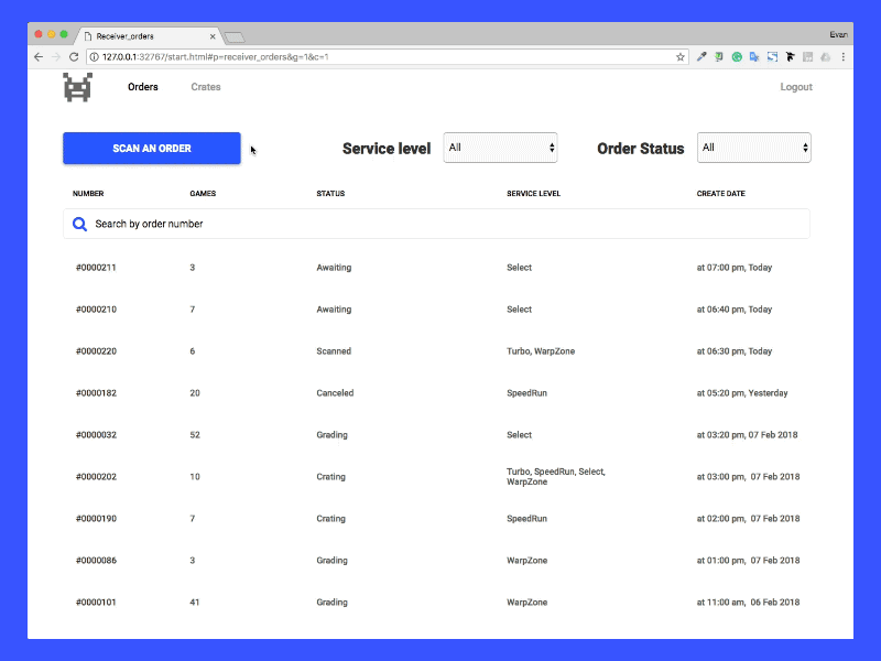 Dashboard - Wata Gaming backoffice axure dashboard dynamic panel prototype user flow