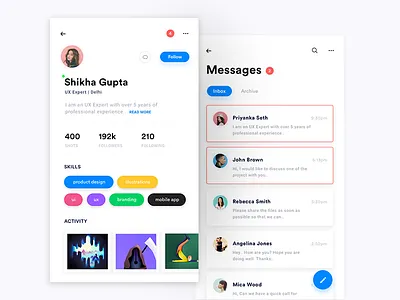 User Profile Interaction concept design creative daily ui 006 inspire uxd messages shikha gupta ui user profile ux