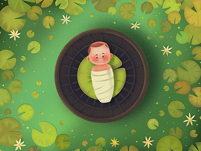 O for Orphan 36daystype abandoned baby child illustration leaf o