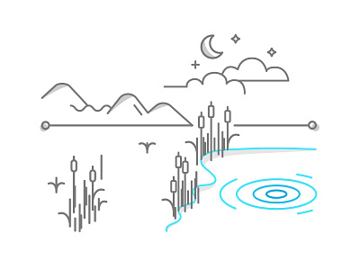 Website Illustrations airy blue gray illustration line line art water web
